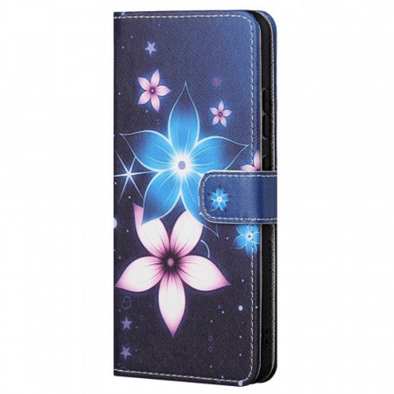 Folio-hoesje voor Xiaomi Redmi Note 11 / 11S Met Ketting Maanband Bloemen