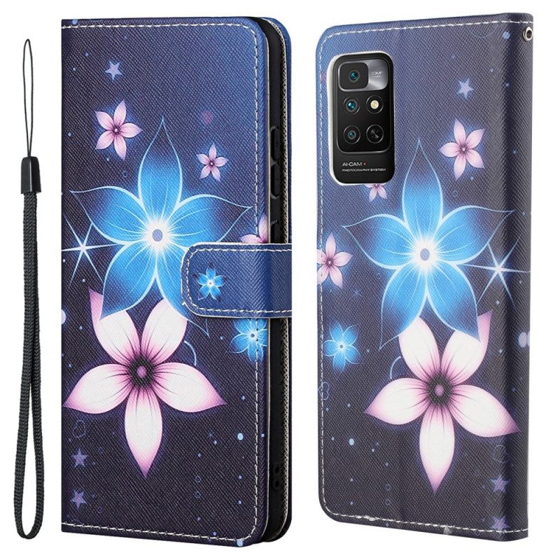 Folio-hoesje voor Xiaomi Redmi Note 11 / 11S Met Ketting Maanband Bloemen