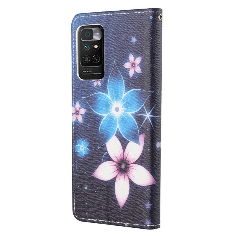 Folio-hoesje voor Xiaomi Redmi Note 11 / 11S Met Ketting Maanband Bloemen