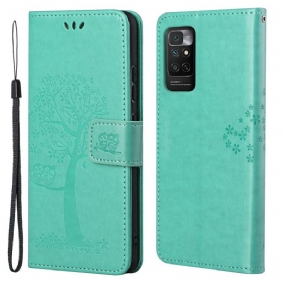 Folio-hoesje voor Xiaomi Redmi Note 11 / 11S Met Ketting String Boom En Uilen