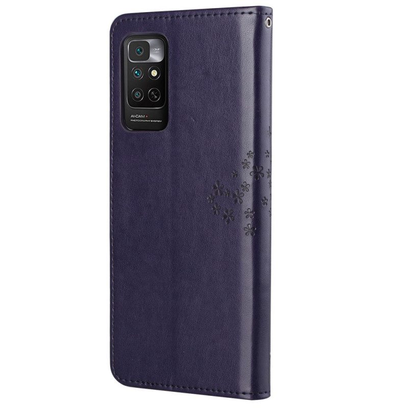 Folio-hoesje voor Xiaomi Redmi Note 11 / 11S Met Ketting String Boom En Uilen