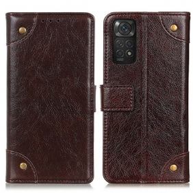 Folio-hoesje voor Xiaomi Redmi Note 11 / 11S Stijl Nappa Lederen Vintage Klinknagels