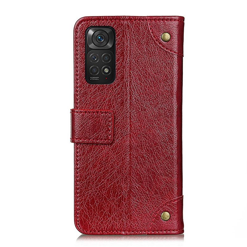 Folio-hoesje voor Xiaomi Redmi Note 11 / 11S Stijl Nappa Lederen Vintage Klinknagels