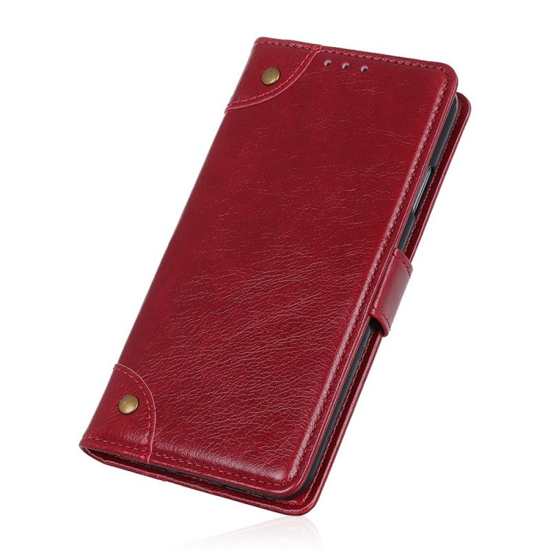 Folio-hoesje voor Xiaomi Redmi Note 11 / 11S Stijl Nappa Lederen Vintage Klinknagels