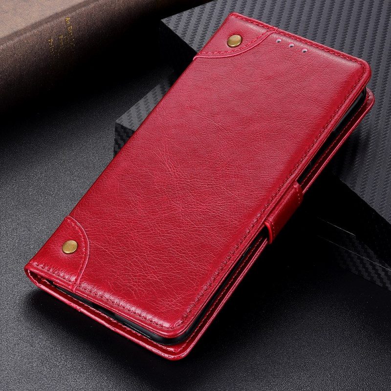 Folio-hoesje voor Xiaomi Redmi Note 11 / 11S Stijl Nappa Lederen Vintage Klinknagels