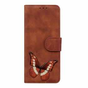 Leren Hoesje voor Xiaomi Redmi Note 11 / 11S Huid-aanraking Vlinder