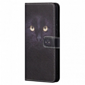 Leren Hoesje voor Xiaomi Redmi Note 11 / 11S Met Ketting Strappy Zwarte Kattenogen