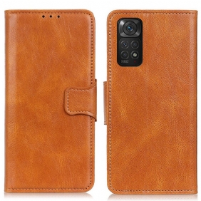 Leren Hoesje voor Xiaomi Redmi Note 11 / 11S Omkeerbare Sluiting Met Leereffect