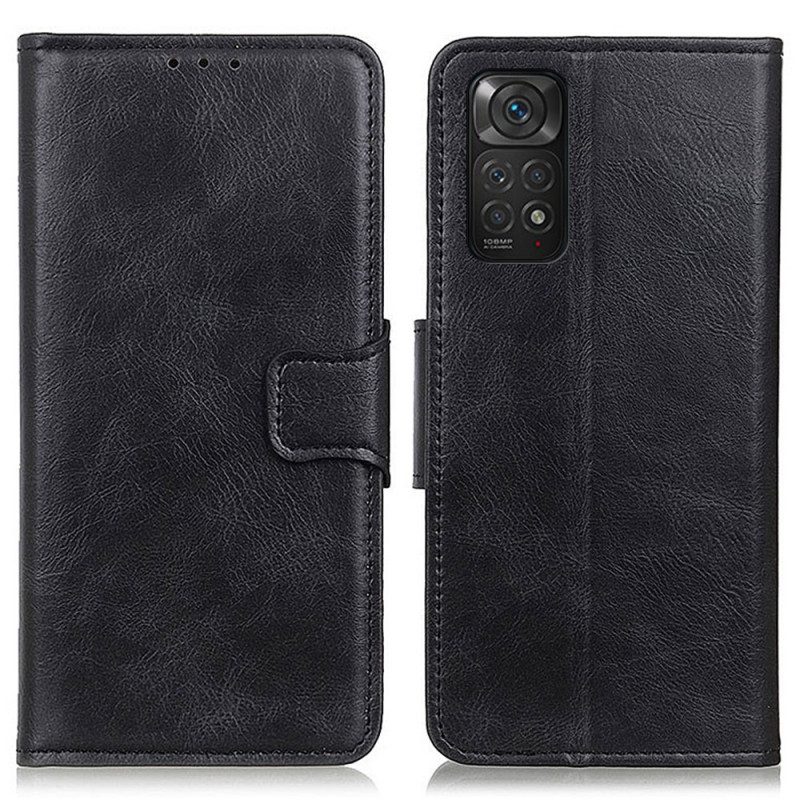 Leren Hoesje voor Xiaomi Redmi Note 11 / 11S Omkeerbare Sluiting Met Leereffect