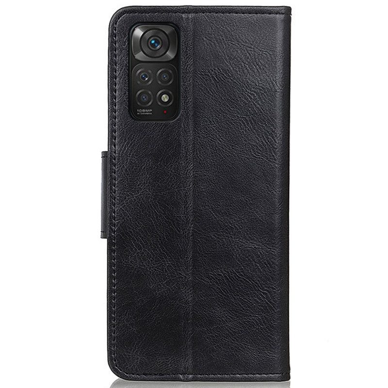 Leren Hoesje voor Xiaomi Redmi Note 11 / 11S Omkeerbare Sluiting Met Leereffect