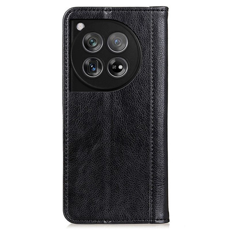 Folio-hoesje Oneplus 12 5g Telefoonhoesje Split Litchi-leer