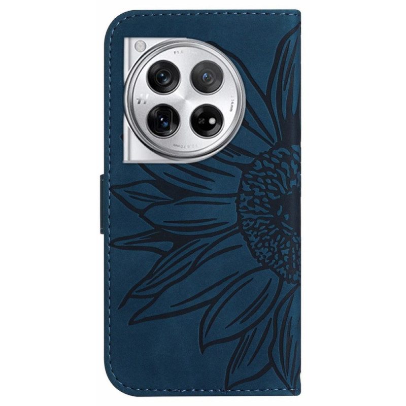 Folio-hoesje Oneplus 12 5g Zonnebloemprint Met Schouderband