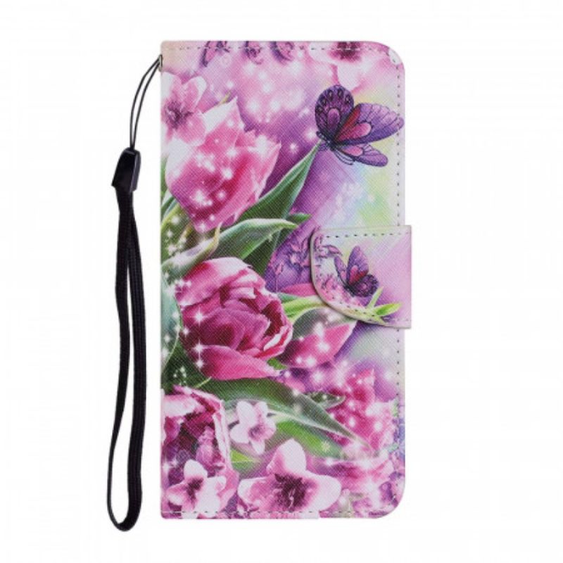 Flip Case voor Samsung Galaxy S22 Plus 5G Vlinders En Tulpen