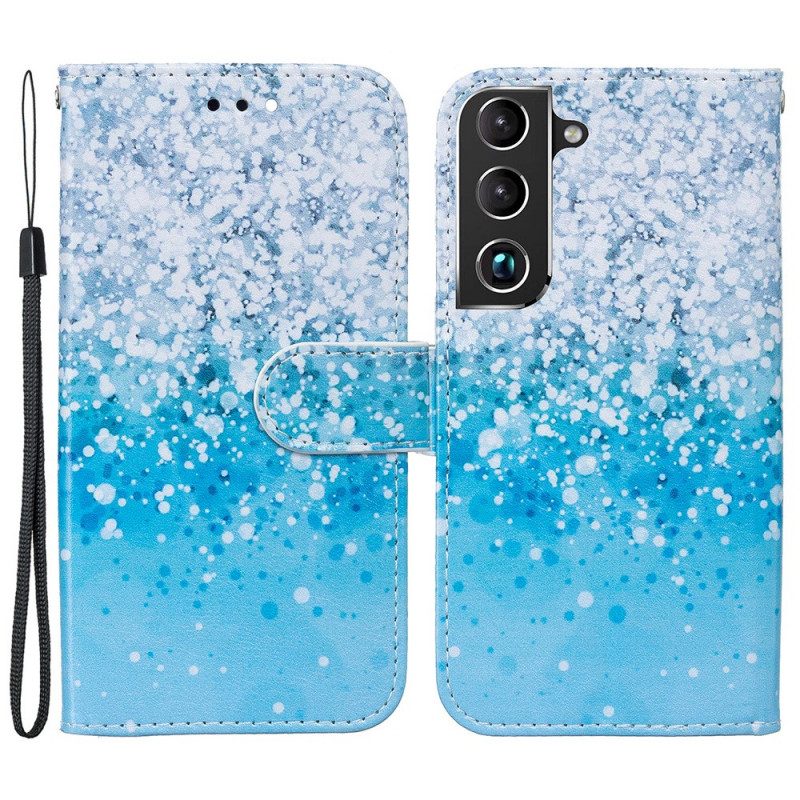 Folio-hoesje voor Samsung Galaxy S22 Plus 5G Blauw Glitterverloop