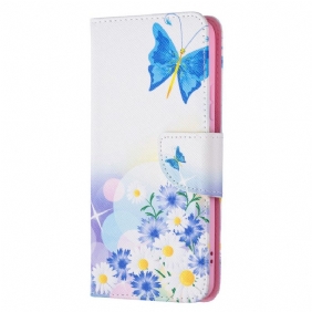 Folio-hoesje voor Samsung Galaxy S22 Plus 5G Geschilderde Vlinders En Bloemen