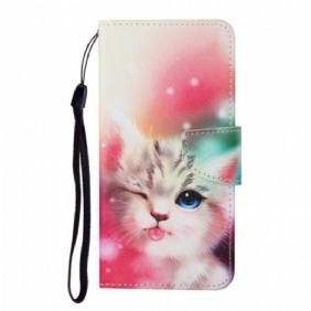 Folio-hoesje voor Samsung Galaxy S22 Plus 5G Koninklijke Kat Met Lanyard