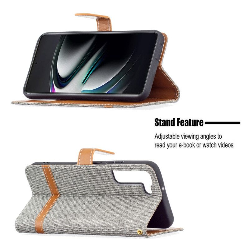 Folio-hoesje voor Samsung Galaxy S22 Plus 5G Met Ketting Band Van Stof En Leereffect