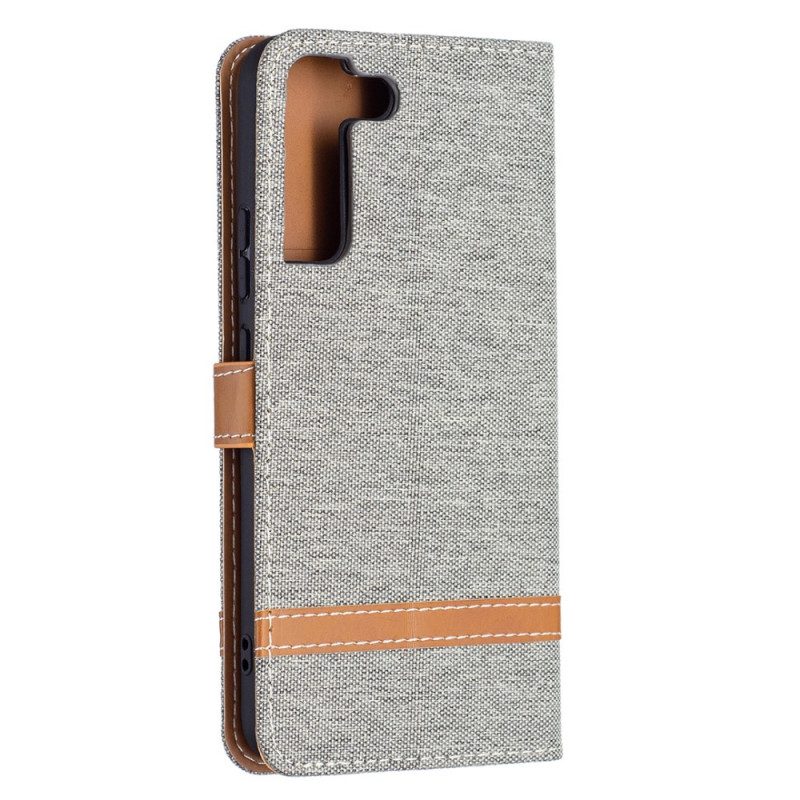 Folio-hoesje voor Samsung Galaxy S22 Plus 5G Met Ketting Band Van Stof En Leereffect