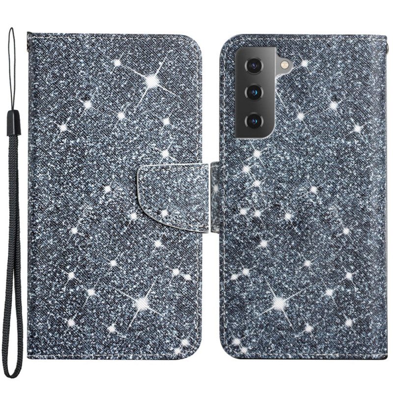 Folio-hoesje voor Samsung Galaxy S22 Plus 5G Met Ketting Pailletten Met Bandjes