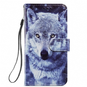 Folio-hoesje voor Samsung Galaxy S22 Plus 5G Prachtige Wolven Met Lanyard