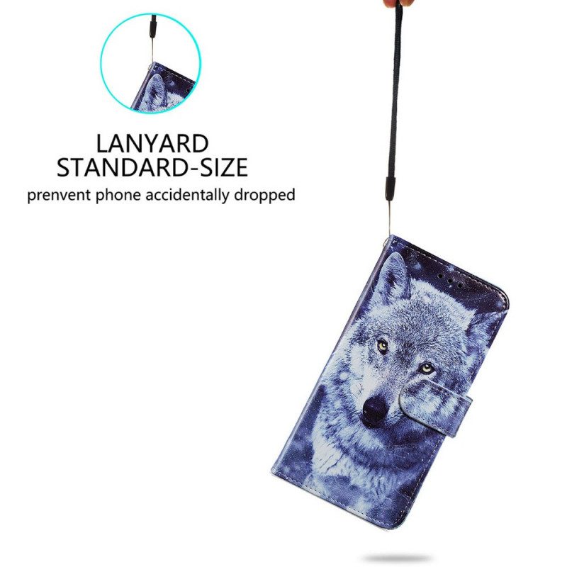 Folio-hoesje voor Samsung Galaxy S22 Plus 5G Prachtige Wolven Met Lanyard