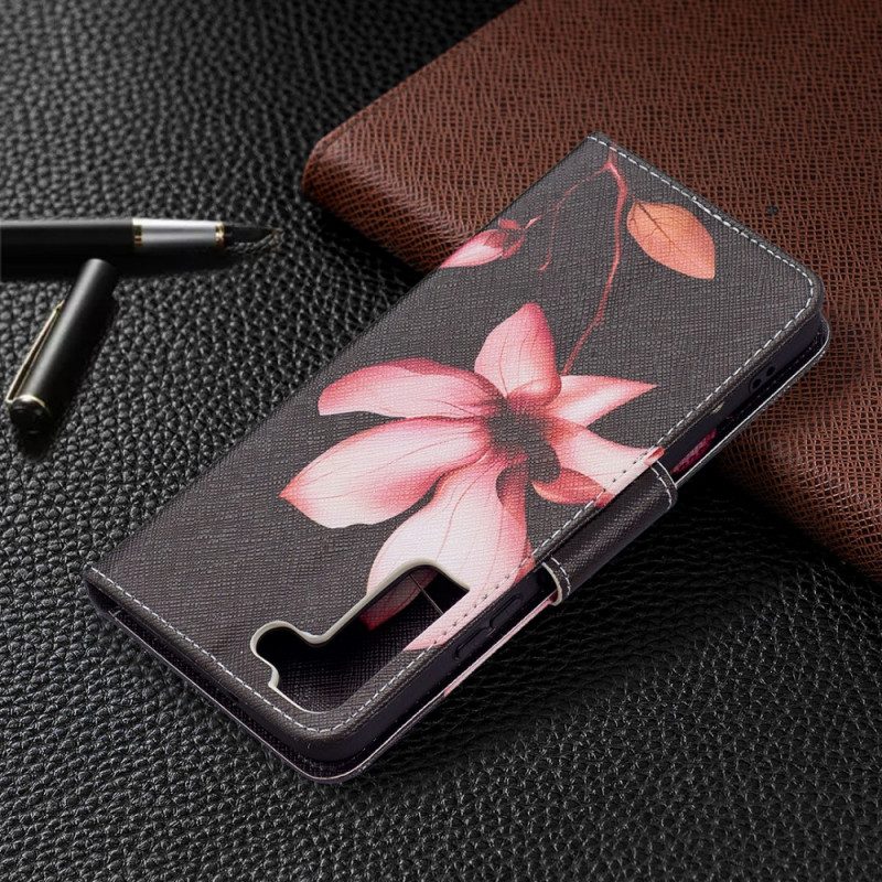 Folio-hoesje voor Samsung Galaxy S22 Plus 5G Roze Bloem