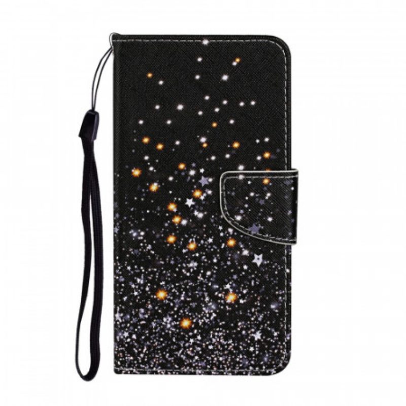 Folio-hoesje voor Samsung Galaxy S22 Plus 5G Sterren En Pailletten Met Lanyard