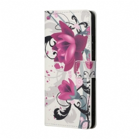 Folio-hoesje voor Samsung Galaxy S22 Plus 5G Tropische Bloemen