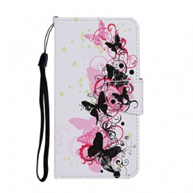 Folio-hoesje voor Samsung Galaxy S22 Plus 5G Vlinders En Lanyard