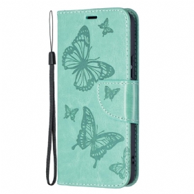 Folio-hoesje voor Samsung Galaxy S22 Plus 5G Vlinders Tijdens De Vlucht Met Lanyard