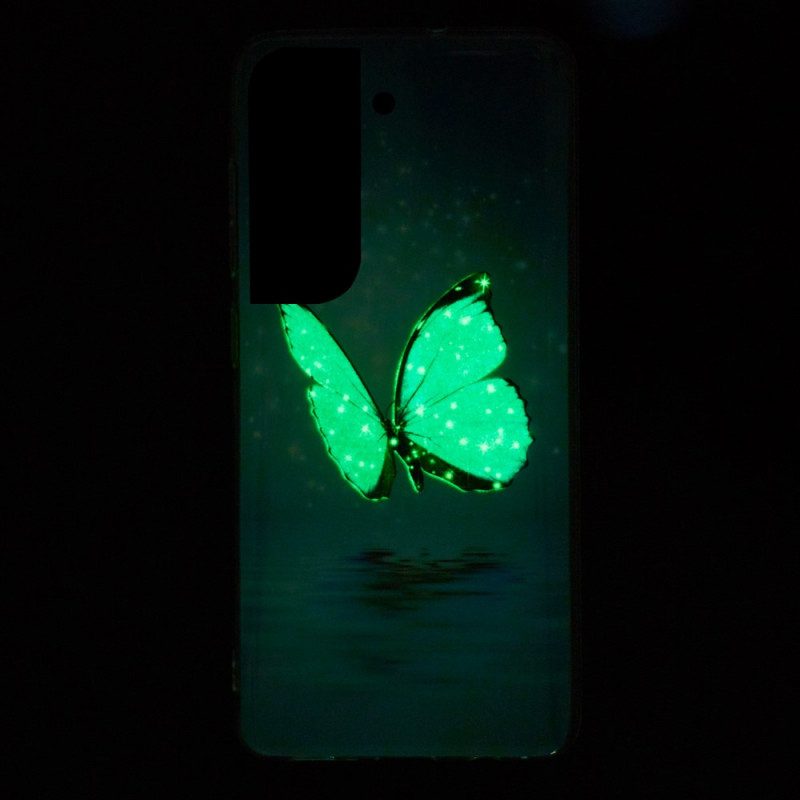 Hoesje voor Samsung Galaxy S22 Plus 5G Fluorescerende Blauwe Vlinders