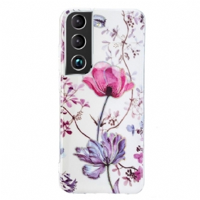 Hoesje voor Samsung Galaxy S22 Plus 5G Gemarmerde Bloemen