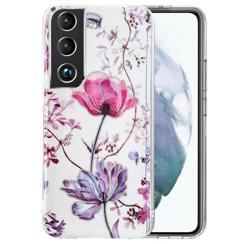 Hoesje voor Samsung Galaxy S22 Plus 5G Gemarmerde Bloemen