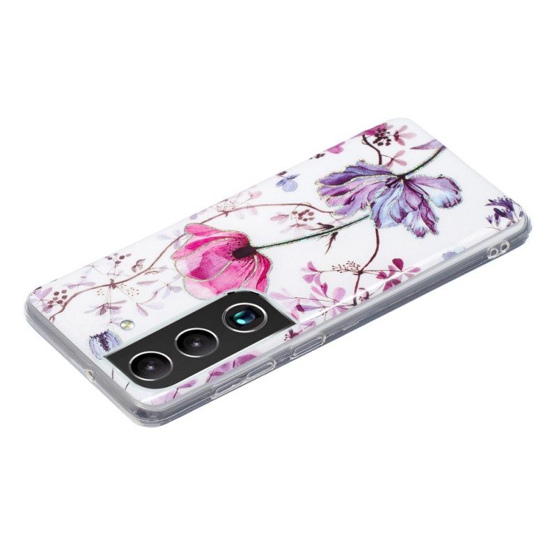 Hoesje voor Samsung Galaxy S22 Plus 5G Gemarmerde Bloemen