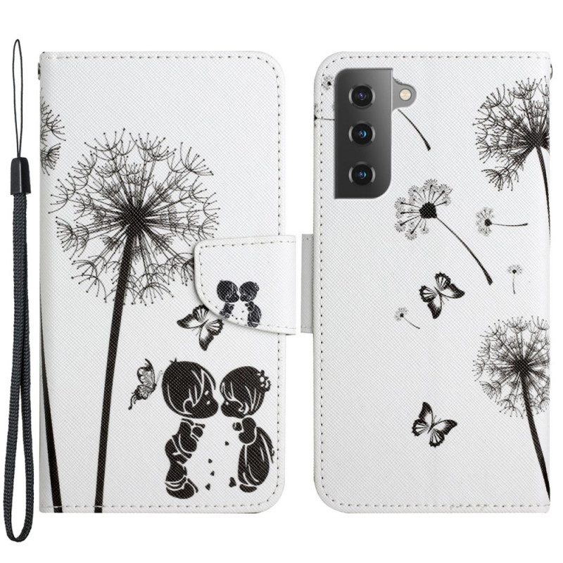 Leren Hoesje voor Samsung Galaxy S22 Plus 5G Baby Love Paardebloem