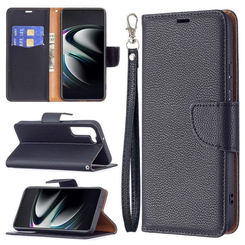 Leren Hoesje voor Samsung Galaxy S22 Plus 5G Folio-hoesje Lychee Rabat Schuin