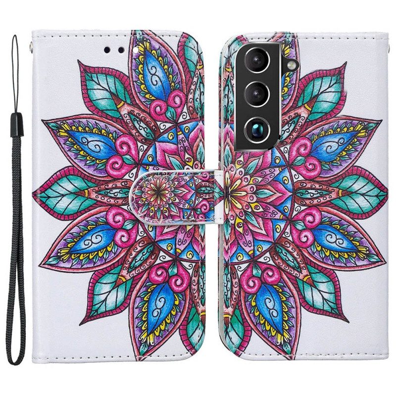 Leren Hoesje voor Samsung Galaxy S22 Plus 5G Getekende Mandala