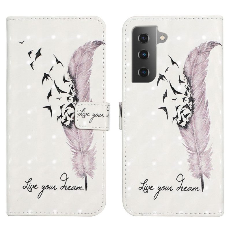 Leren Hoesje voor Samsung Galaxy S22 Plus 5G Leef Je Droom