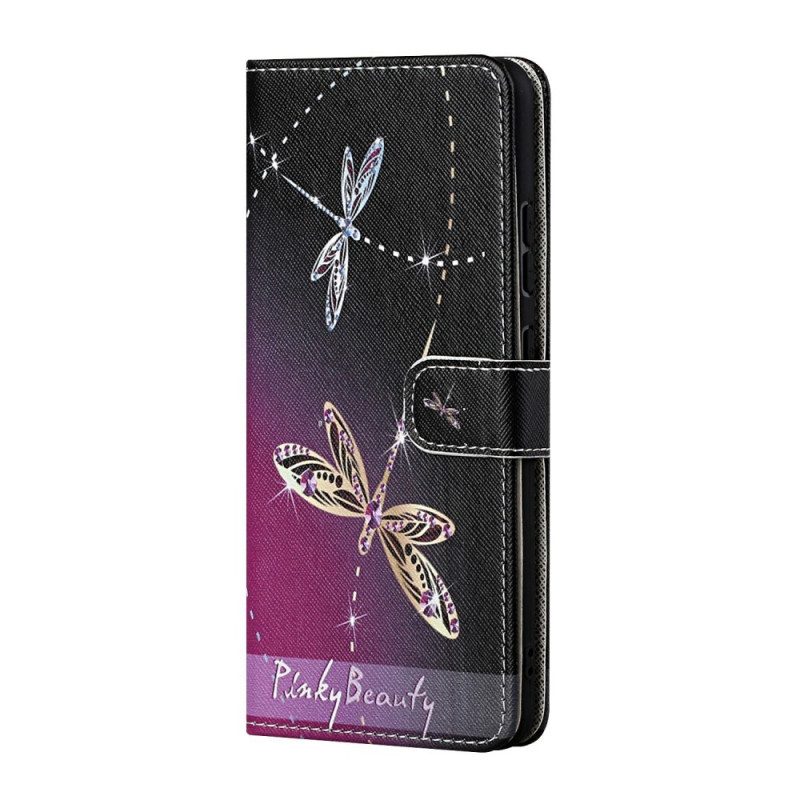 Leren Hoesje voor Samsung Galaxy S22 Plus 5G Met Ketting Strappy Libellen