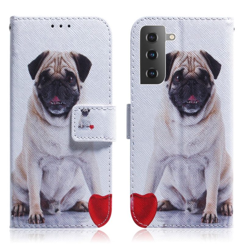 Leren Hoesje voor Samsung Galaxy S22 Plus 5G Mops Hond