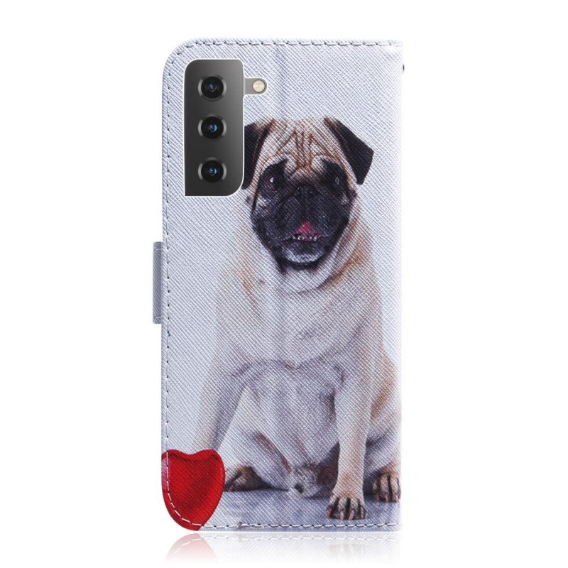 Leren Hoesje voor Samsung Galaxy S22 Plus 5G Mops Hond