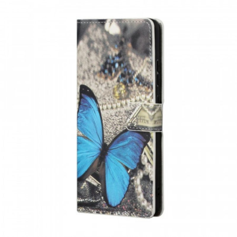 Leren Hoesje voor Samsung Galaxy S22 Plus 5G Vlinder Prestige Blauw