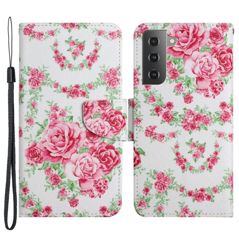 Leren Hoesje voor Samsung Galaxy S22 Plus 5G Vrijheid Koninklijke Bloemen