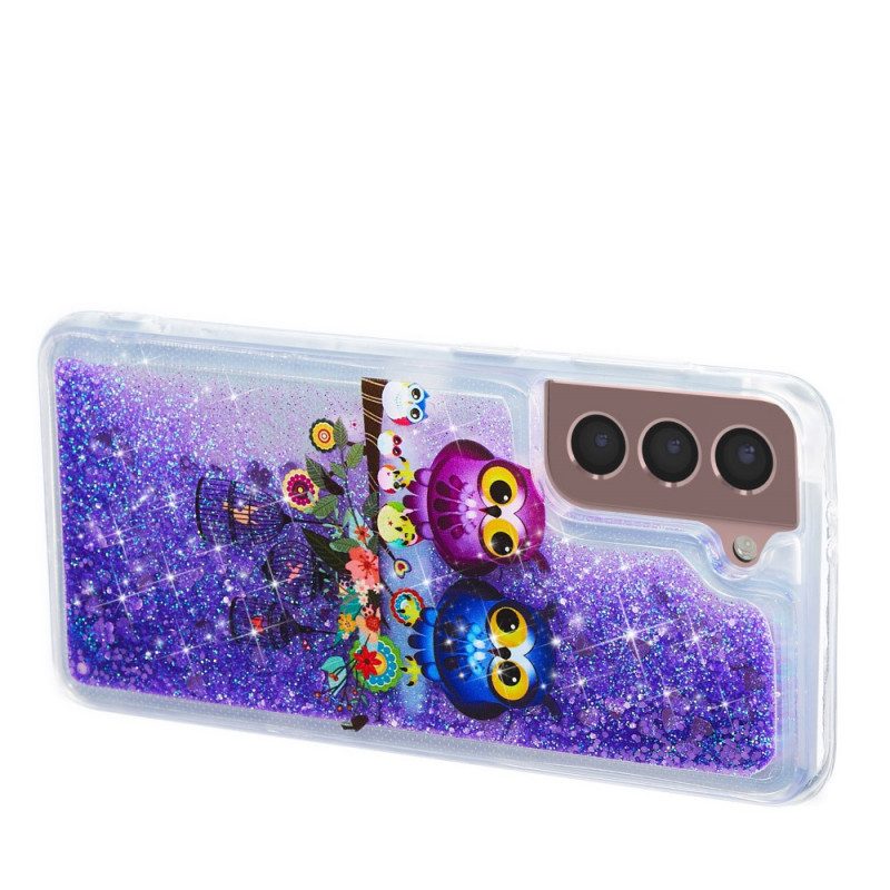 Telefoonhoesje voor Samsung Galaxy S22 Plus 5G Glitter Uilen