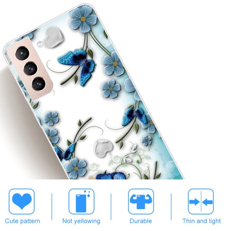 Telefoonhoesje voor Samsung Galaxy S22 Plus 5G Retro Vlinders En Bloemen