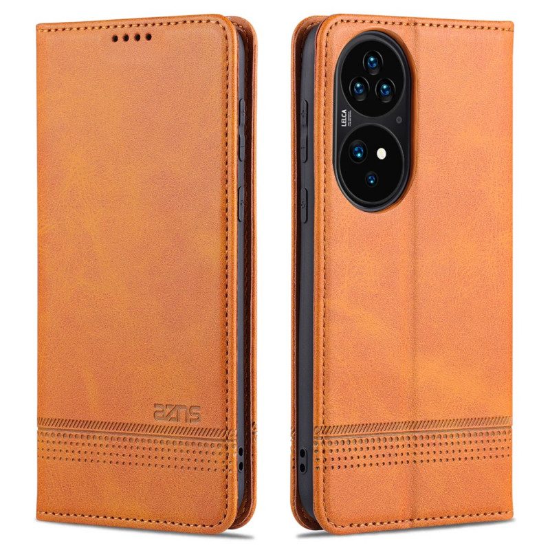 Bescherming Hoesje voor Huawei P50 Pro Folio-hoesje Azns Leerstyling