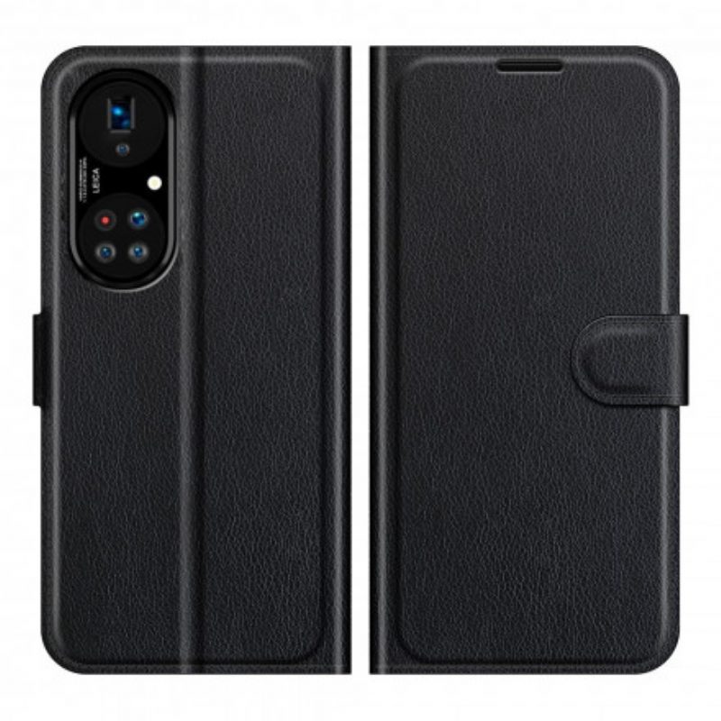 Leren Hoesje voor Huawei P50 Pro Klassieke Litchi Lederen Stijl