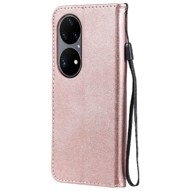 Leren Hoesje voor Huawei P50 Pro Met Ketting Strappy Leereffect