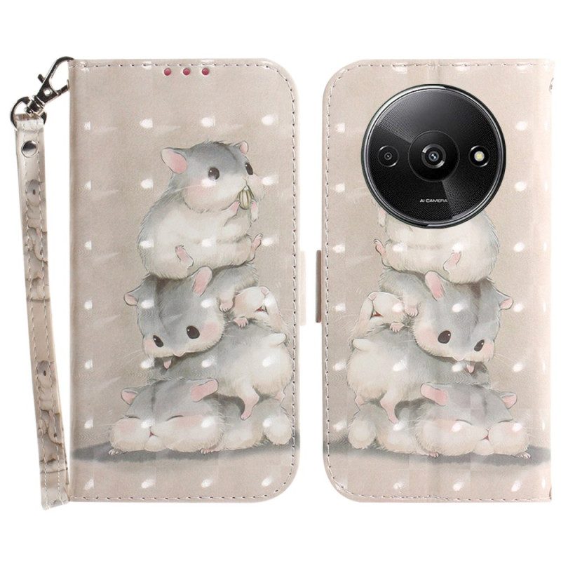 Folio-hoesje Poco C61 Hamsters Met Riem