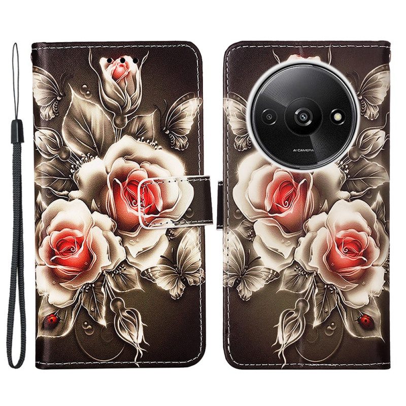 Folio-hoesje Poco C61 Telefoonhoesje Boeket Rozen Met Riem